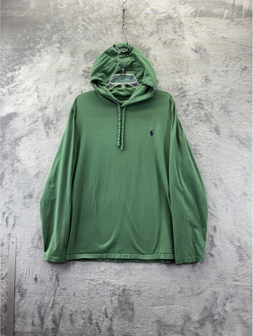 Polo Ralph Lauren Hooded T-Shirt Men XL Green Long Sleeve Jersey Hoodie Pony